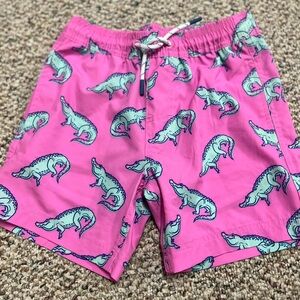 Pink Alligator Print boys swim shorts